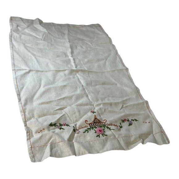 Vintage Tea Towel Cross Stitch Flour Sack Kitchen Retro Linen Cross Stitch Towel - Picture 1 of 5